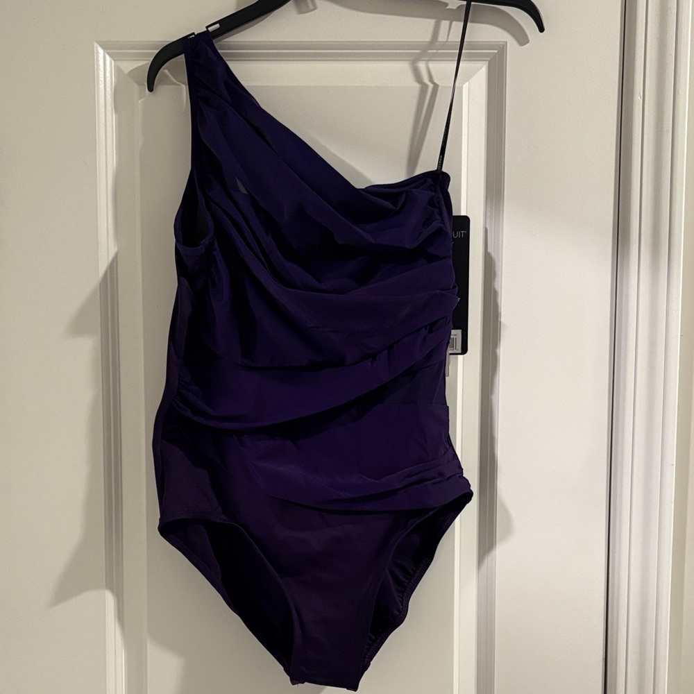 Mulberry Purple One-Shoulder Draped One-Piece
